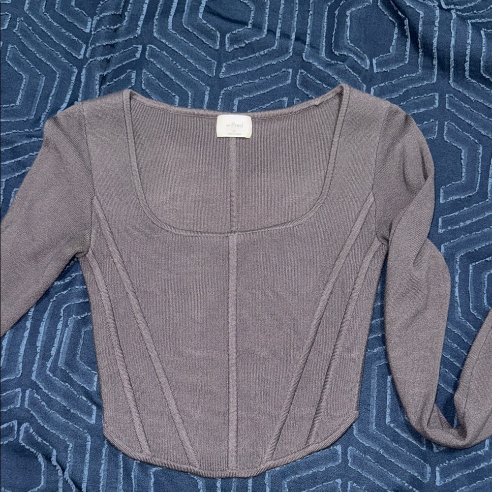 Wilfred soft sculpt knitTaupe Long Sleeve Top